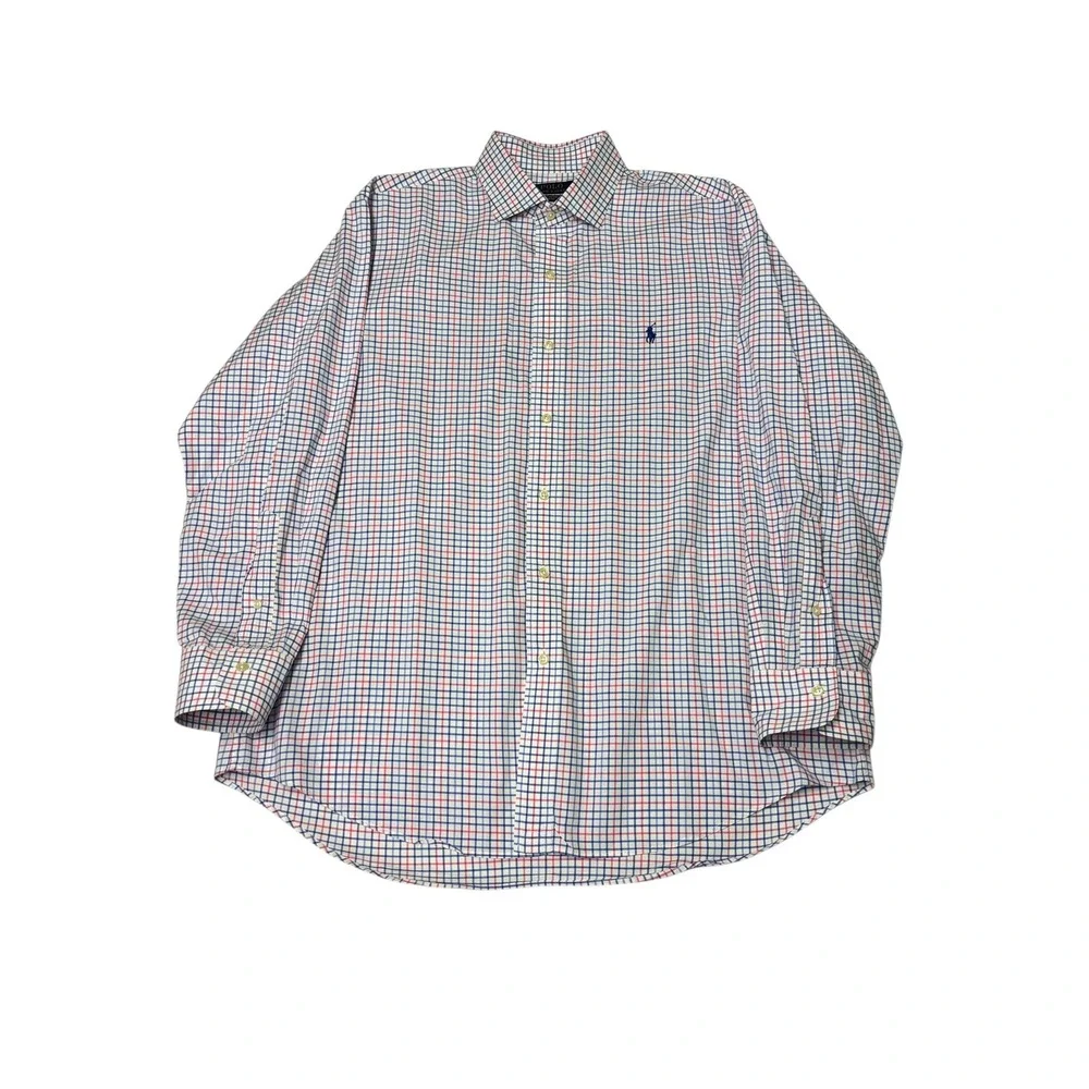 Ralph Lauren Mens Long Sleeve Classic‎ Fit Button Down Plaid Shirt Size L